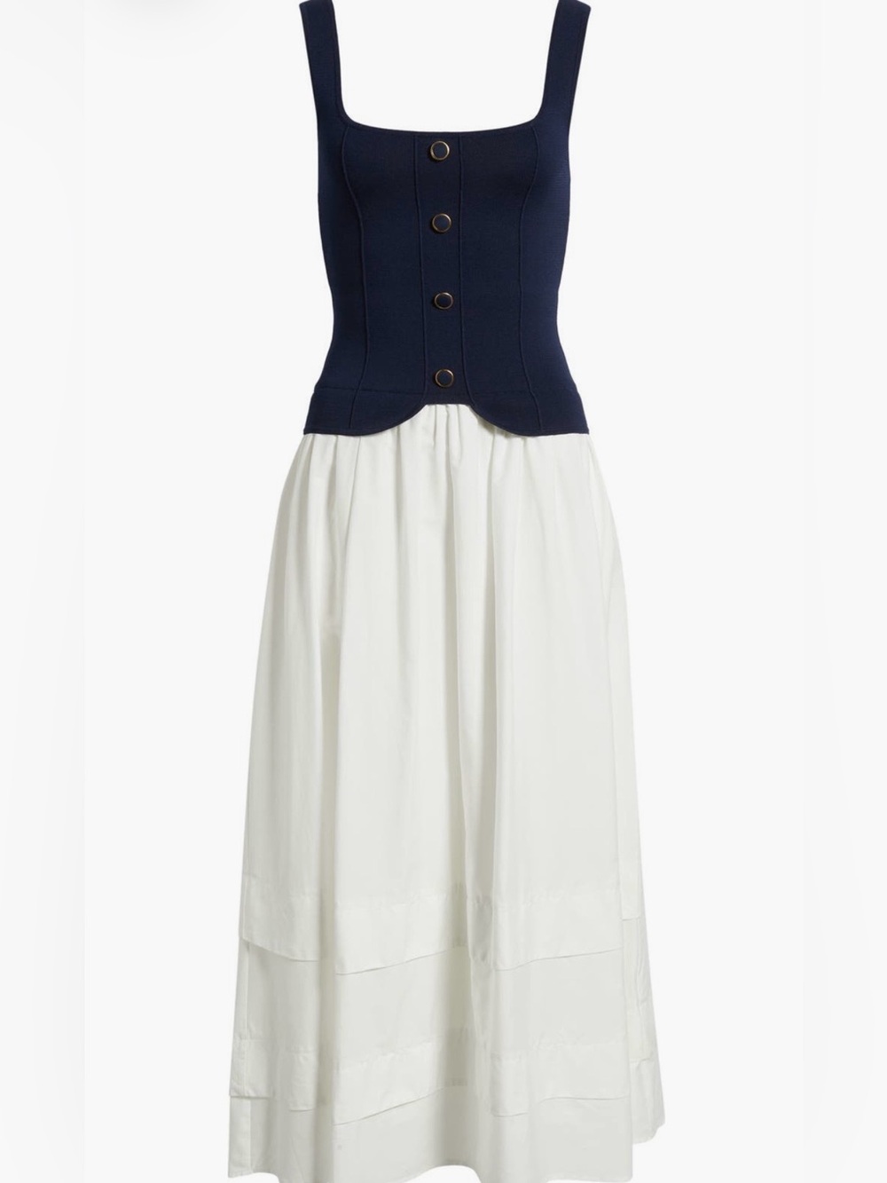 Moon River Black and White Sleeveless Two-Tone Maxi Dress